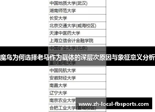 魔鸟为何选择老马作为载体的深层次原因与象征意义分析
